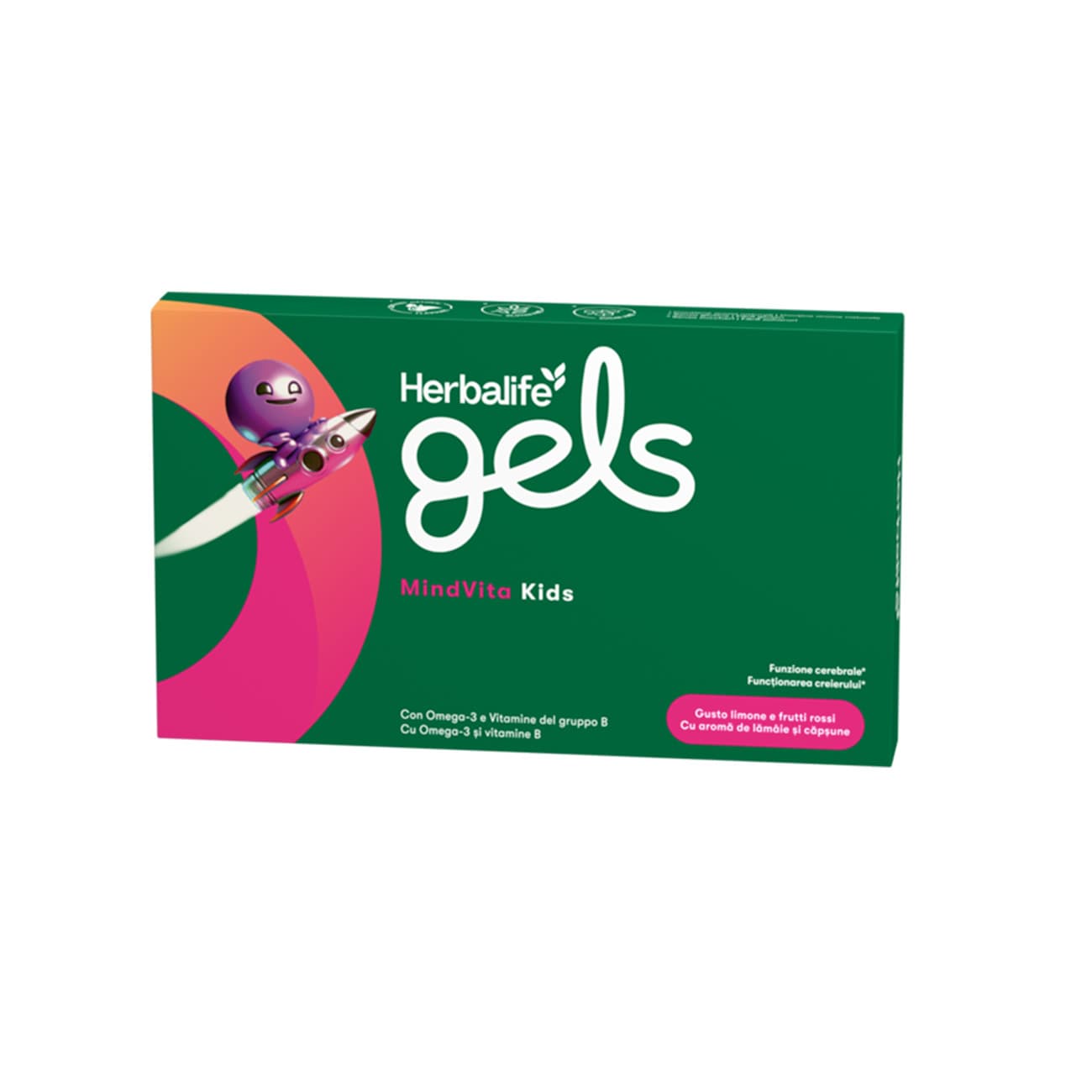 Confezione di Gels MindVita Kids, Limone e Frutti Rossi, 30 gelatine masticabili