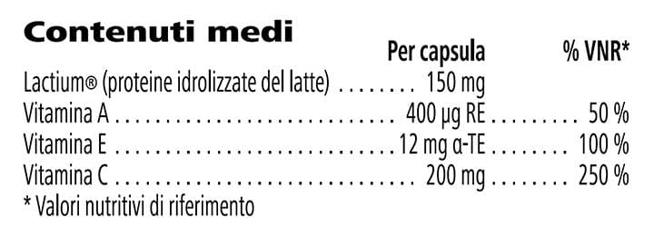 Tabella dei valori nutrizionali di H24 Restore