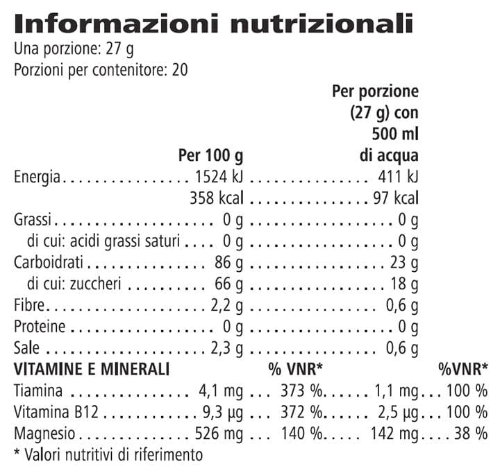 Tabella dei valori nutrizionali di H24 CR7 Drive