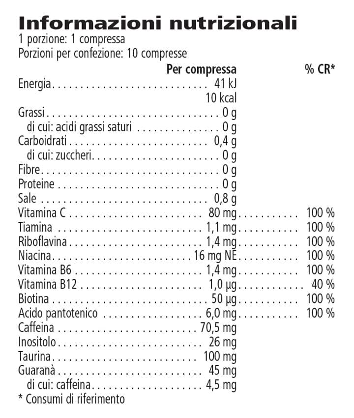 Tabella dei valori nutrizionali di LiftOff
