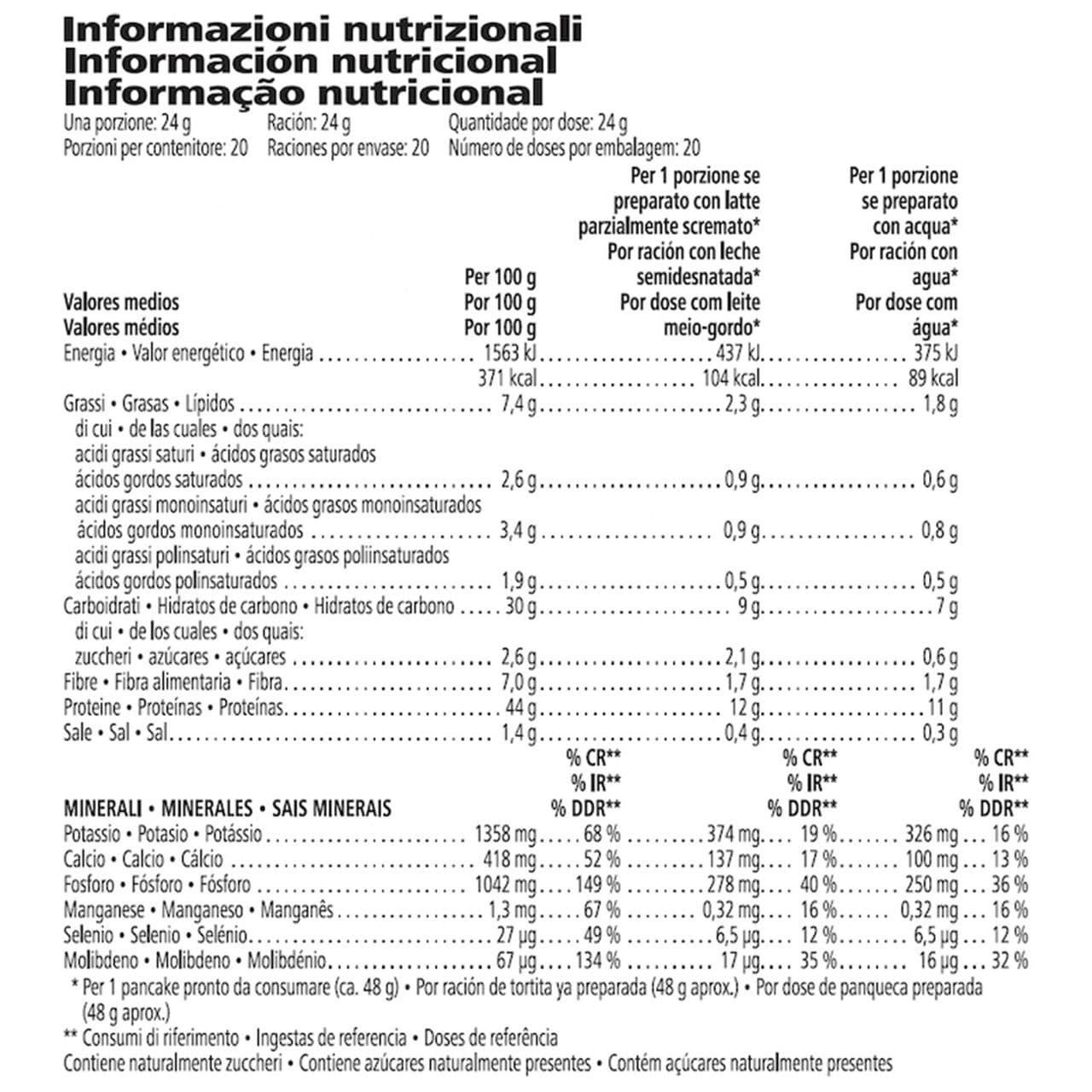 Tabella dei valori nutrizionali di Protein Bake Mix